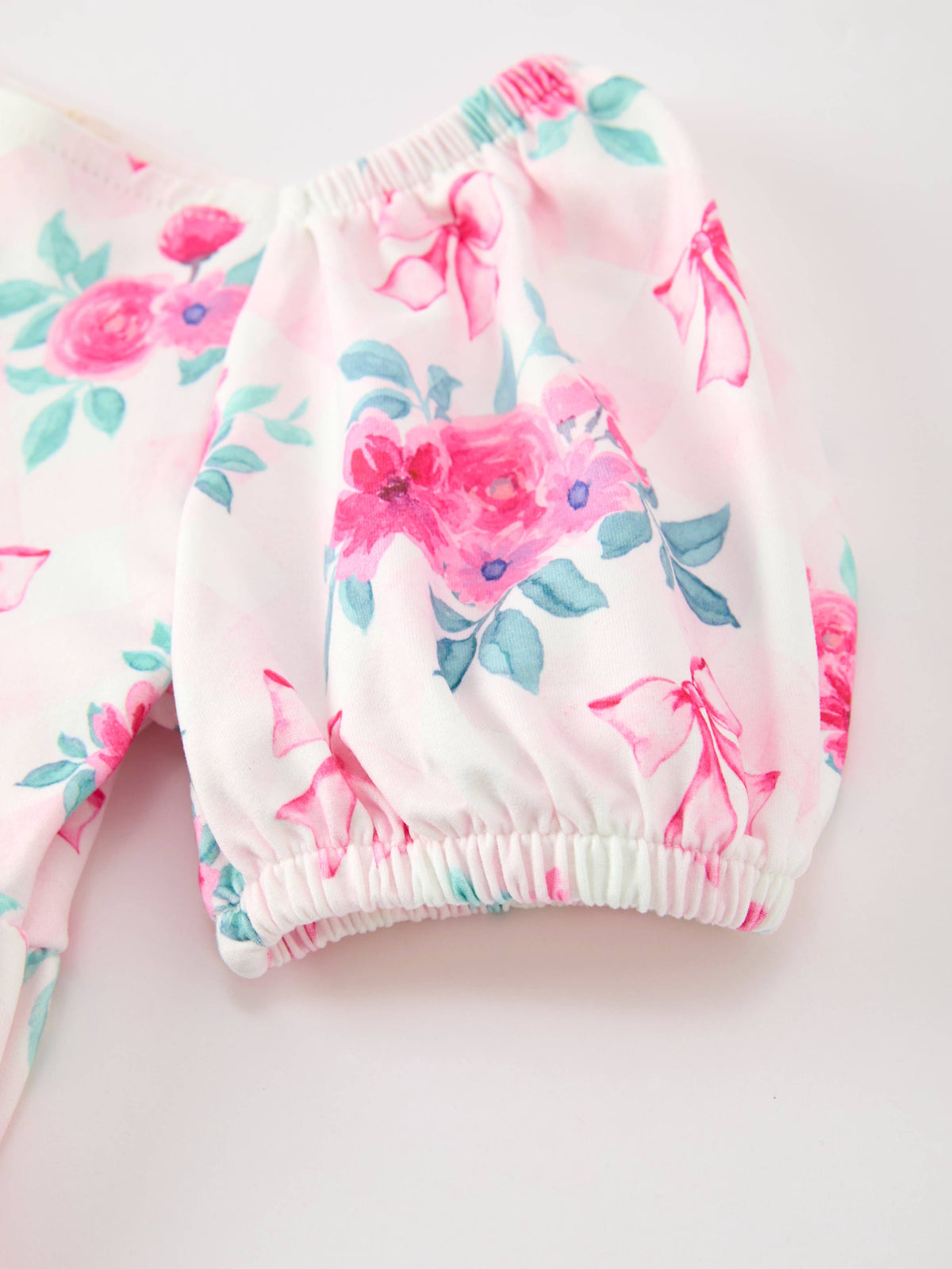 Fall Pink Floral Puff Sleeve Dress