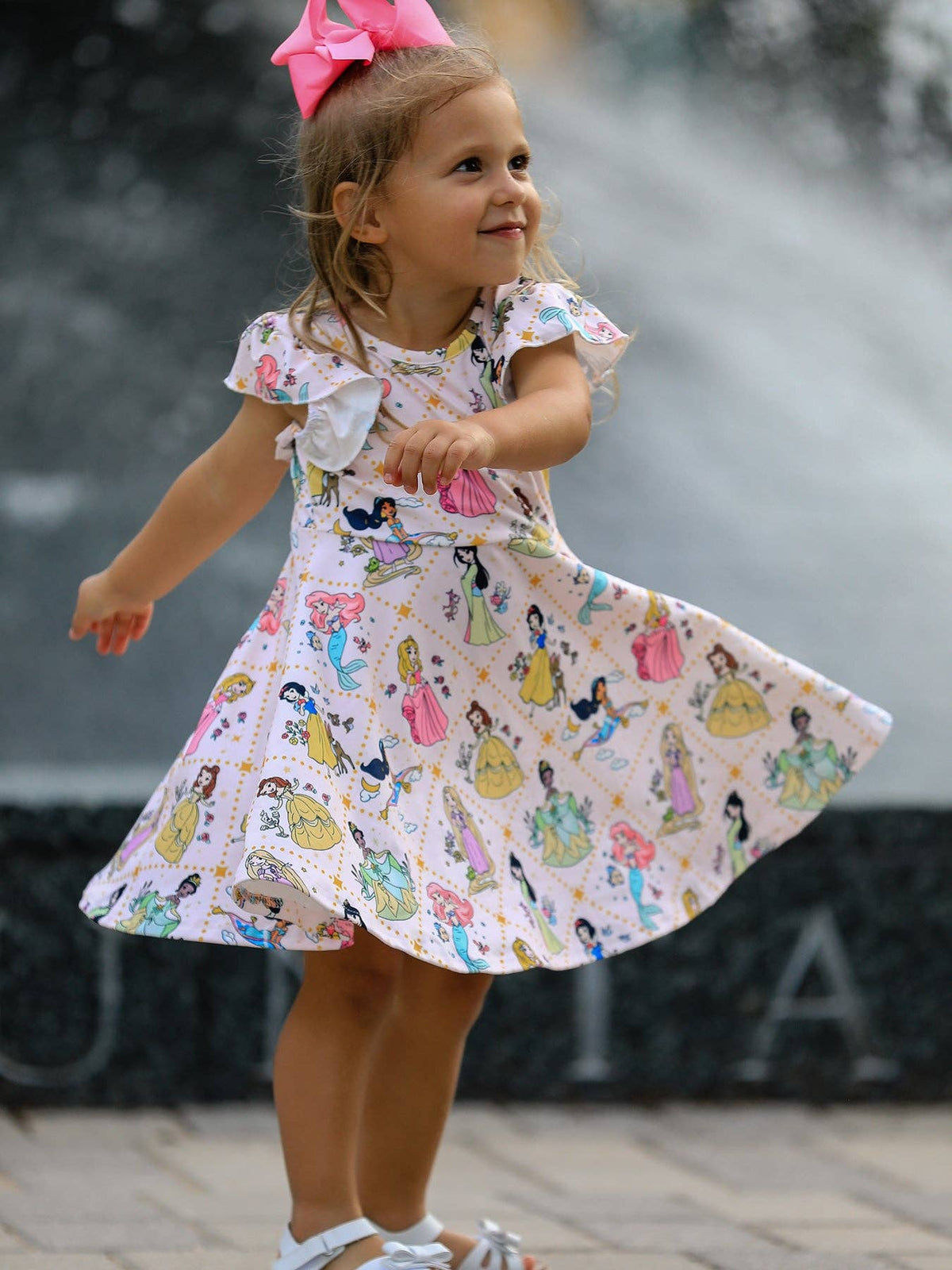 Dainty Princess Ruffle Sleeve Girls Dress
