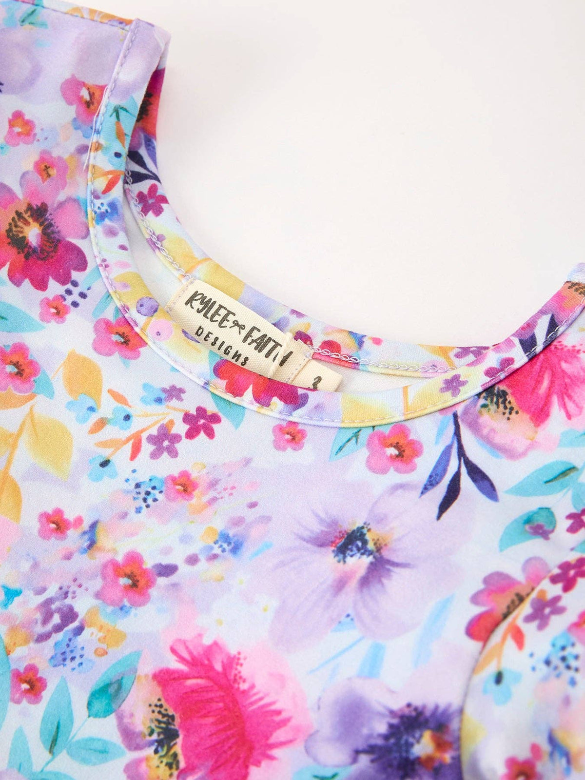 Watercolor Floral Ruffle Hem Twirl Dress