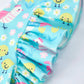 Aqua Spring Chicken Floral Farm Dress