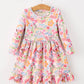 Fall Butterfly Floral Print Girls Ruffle Hem Twirl Dress