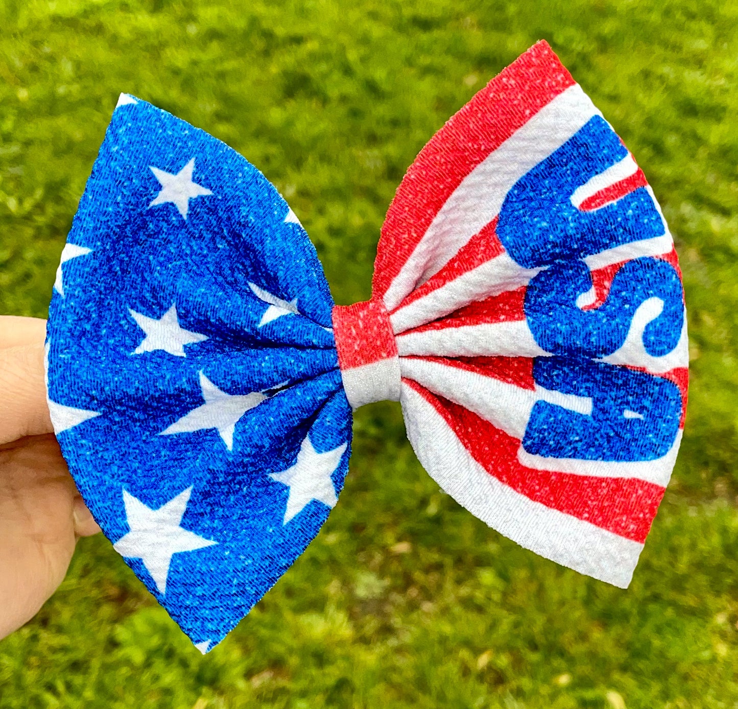 Stars & Stripes USA Two Toned Fabric Bow