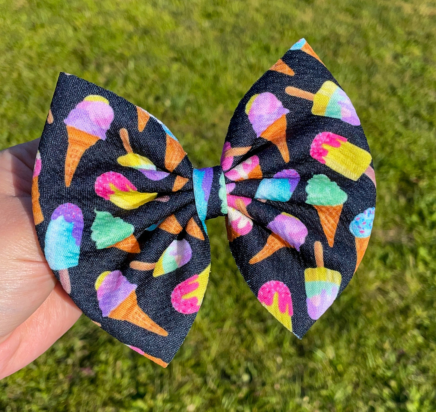 Neon Ice Cream Fabric Bow