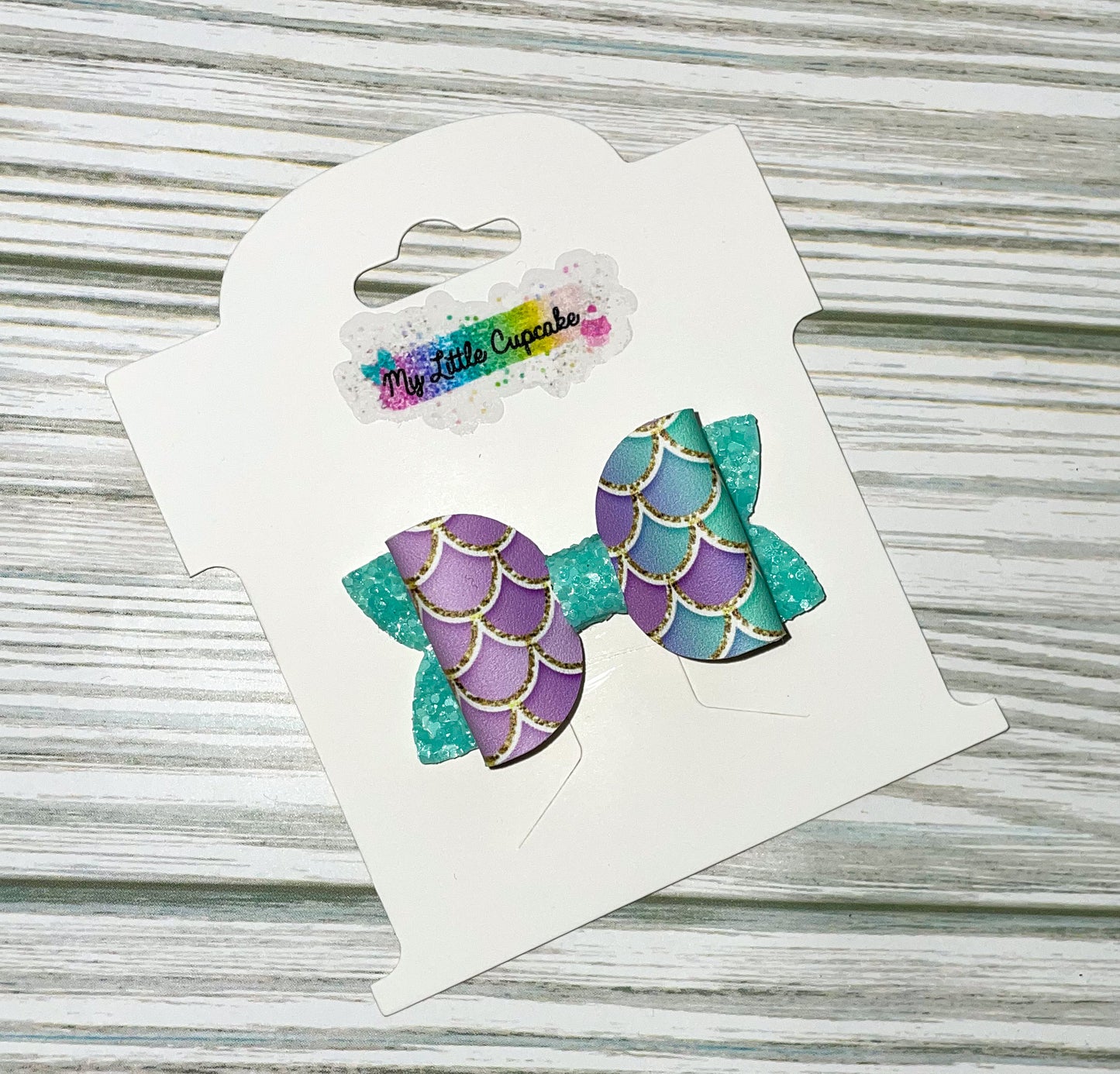 Grape/Aqua Mermaid Scales 2in Beauty Bow