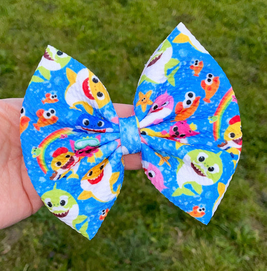 Baby Shark Rainbow Fabric Bow