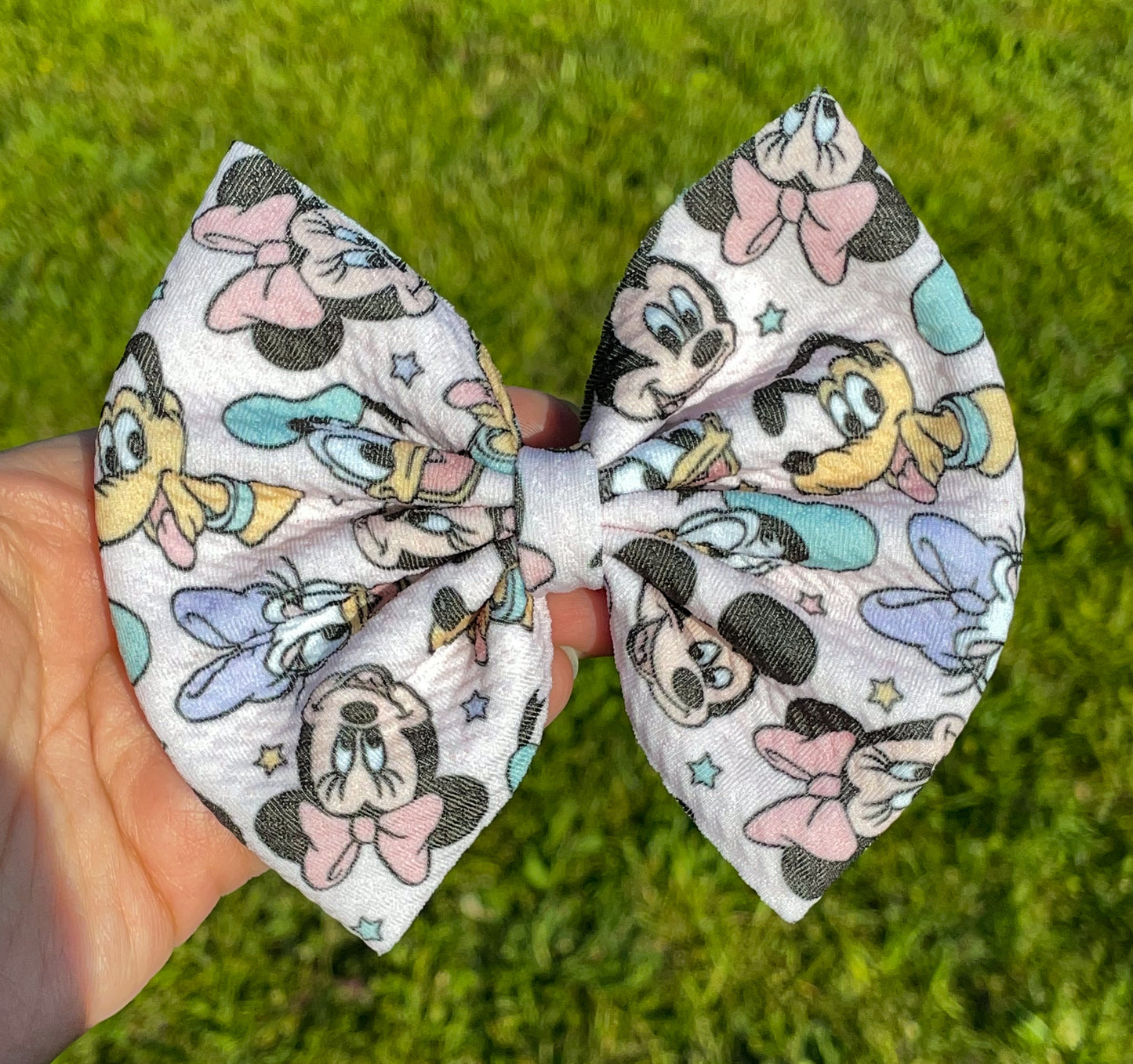 Pastel Mouse Friends Fabric Bow