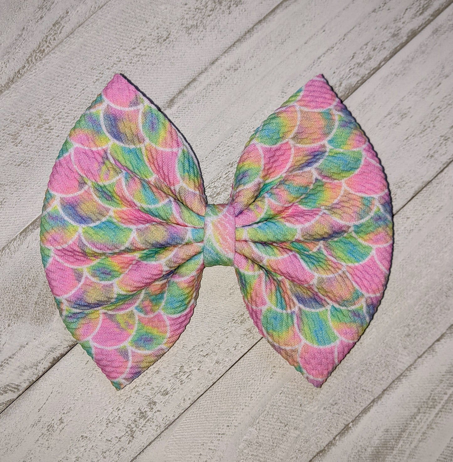 Pastel Mermaid Scales Fabric Bow