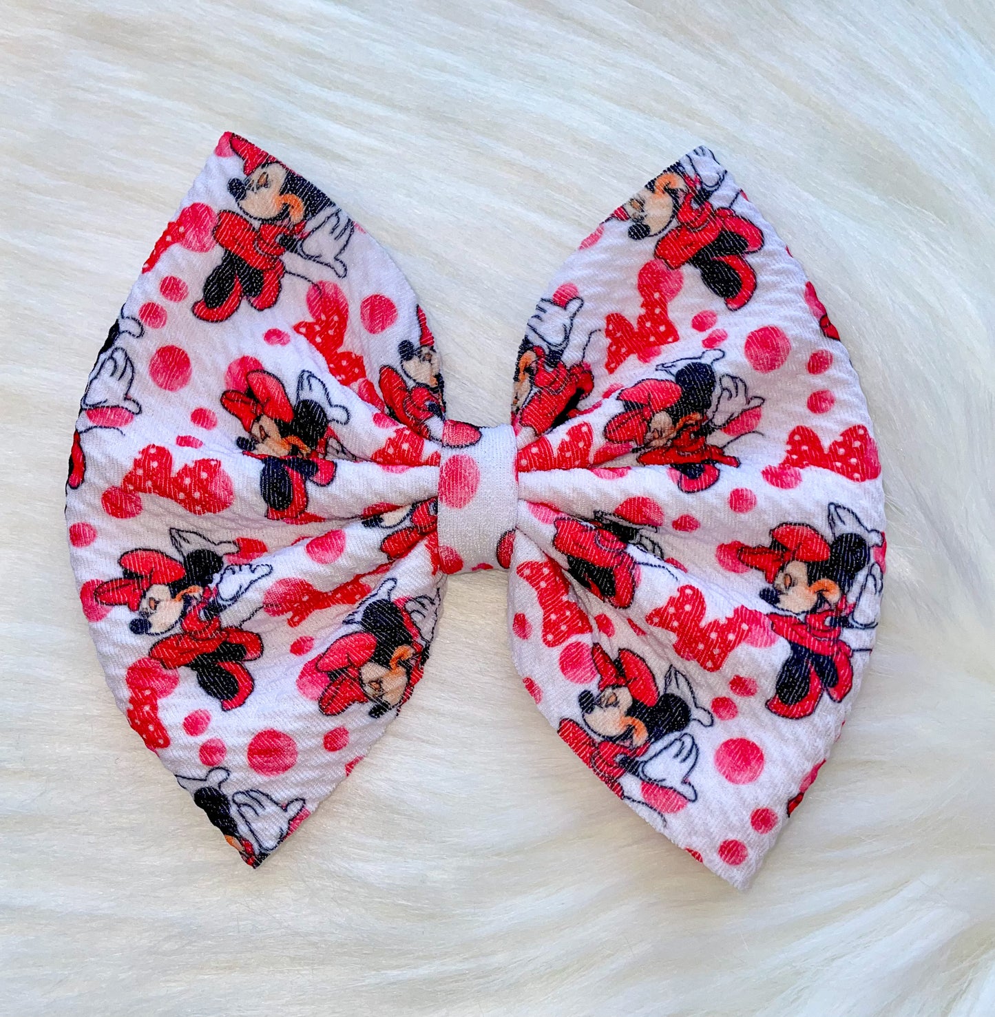 Mouse Girl Hearts Fabric Bow