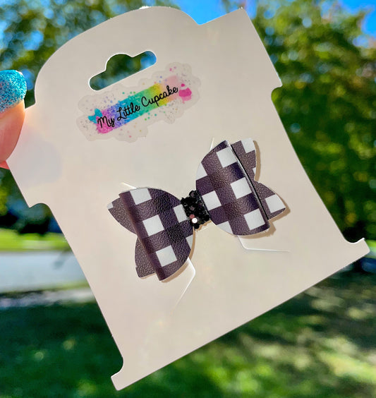 Black & White Plaid Bitty Bow