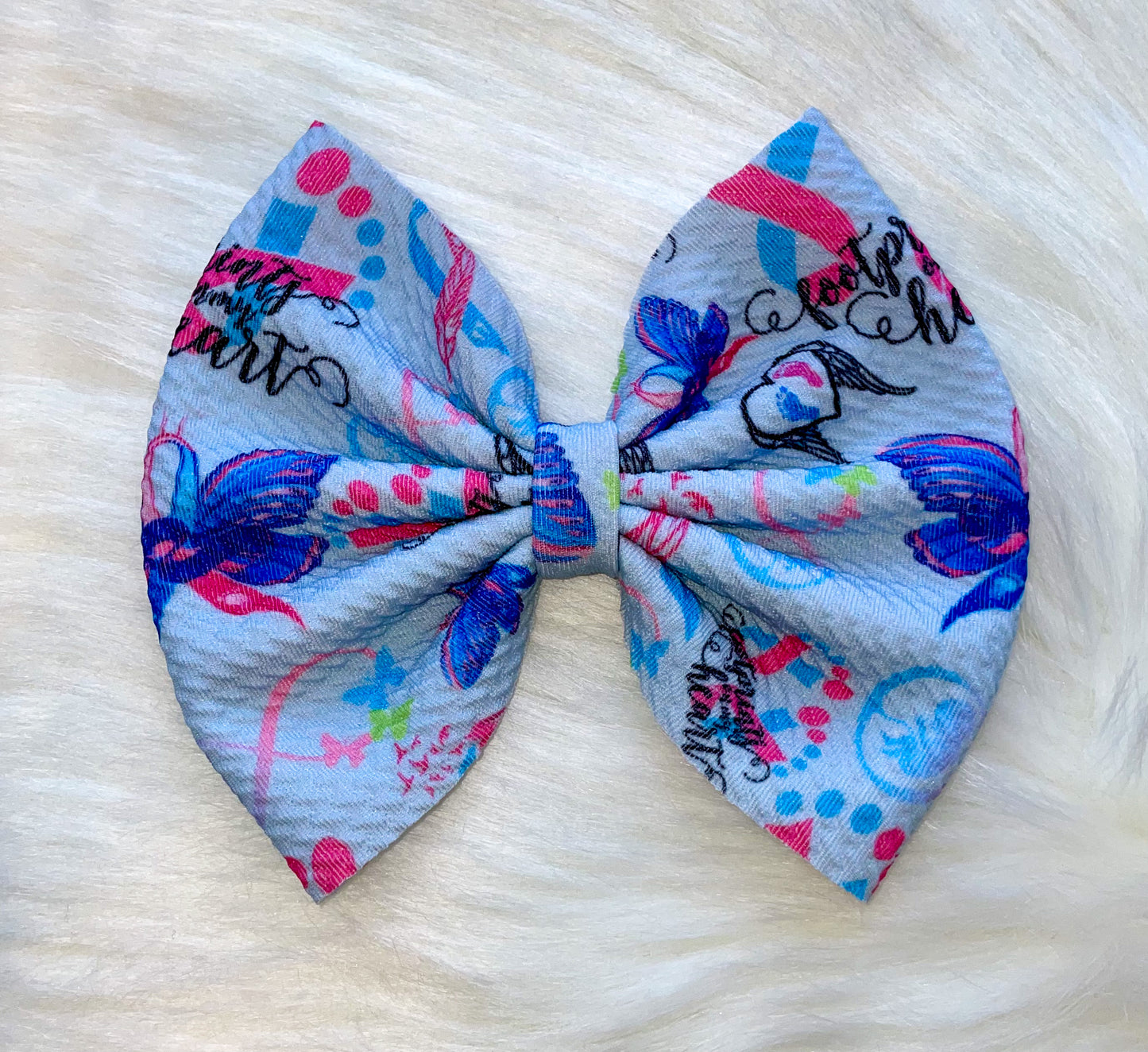 Footprints on My Heart Fabric Bow