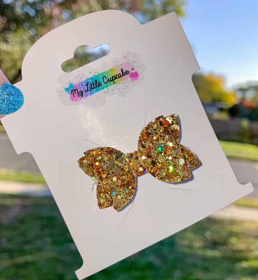 Gold Holo Glitter Bitty Bow