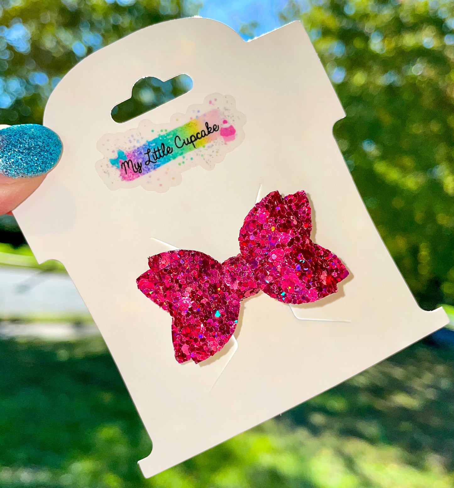 Dragonfruit Holo Glitter Bitty Bow