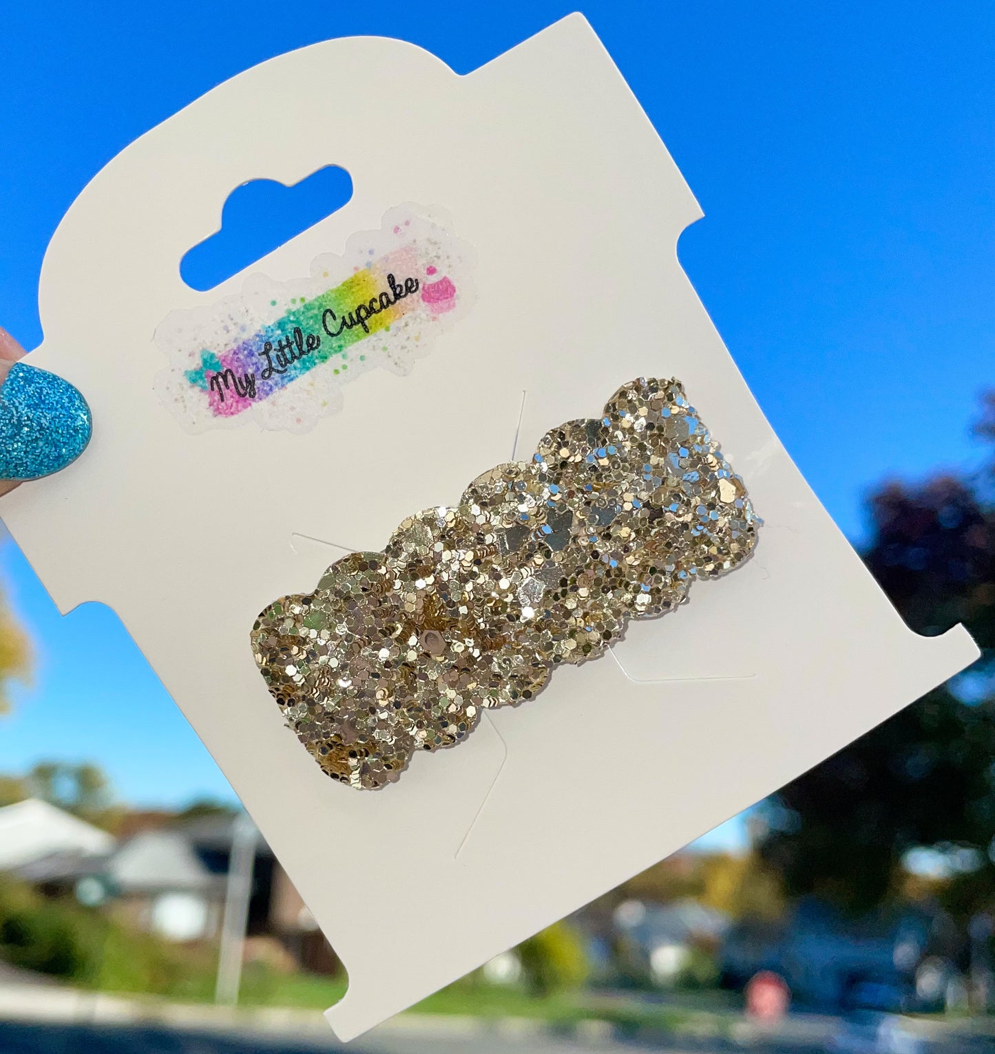 Gold Metal Glitter Snap Clip