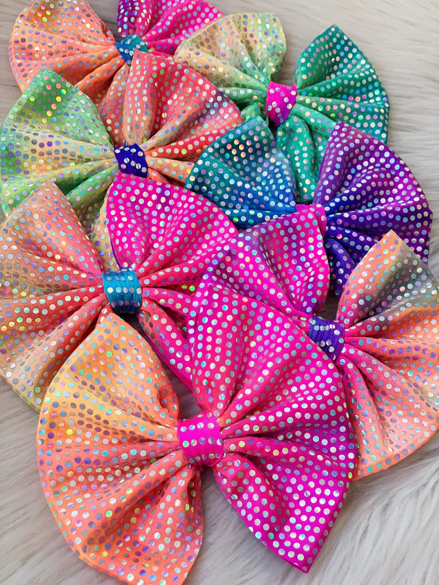 Shimmery Ombré Rainbow Bows