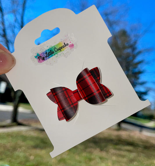 Red Plaid Bitty Bow