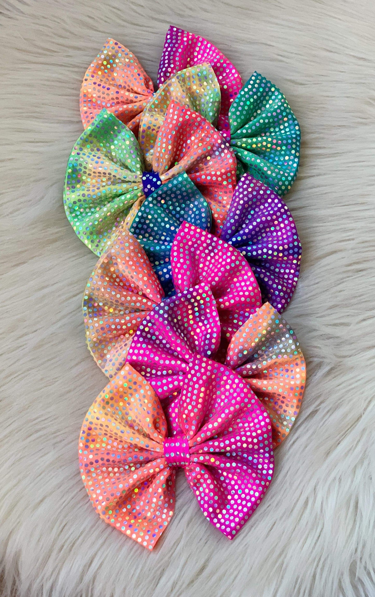 Shimmery Ombré Rainbow Bows