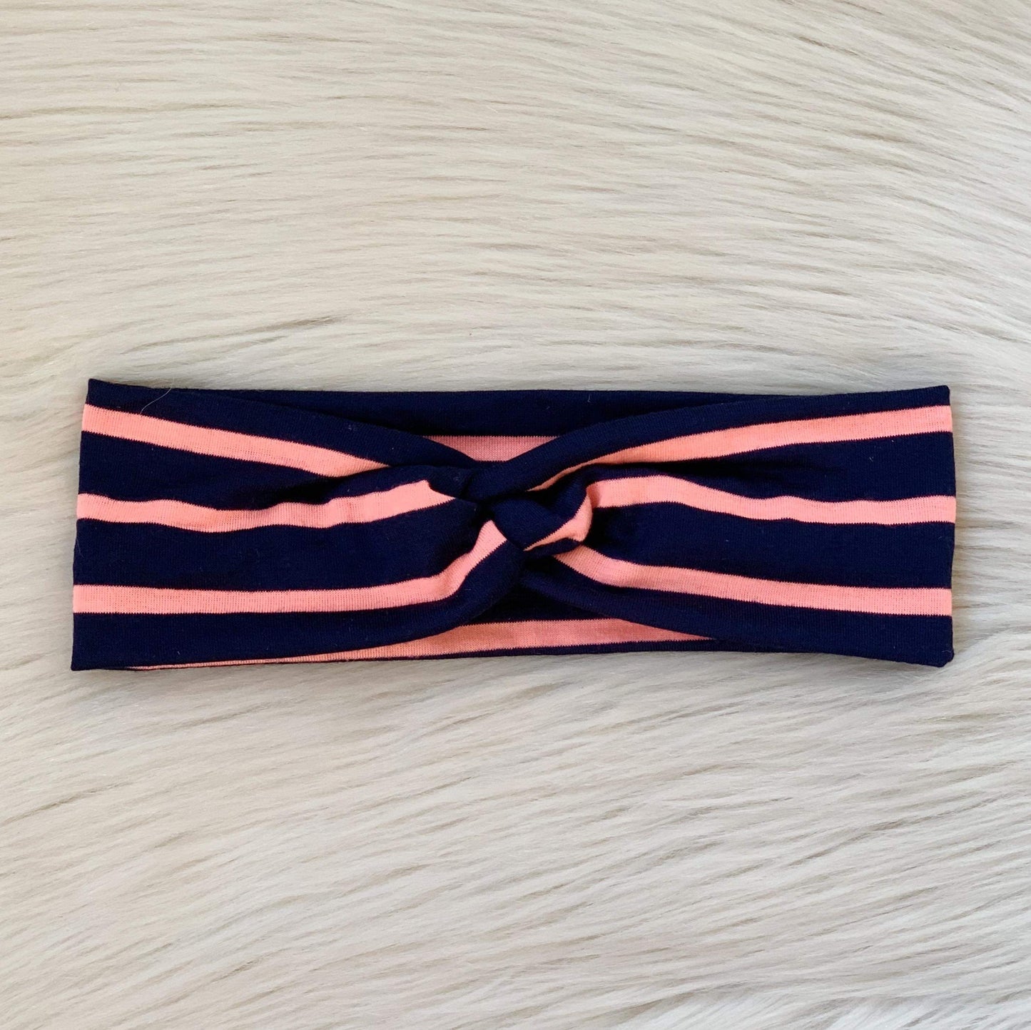 Navy and Coral Twist Headband