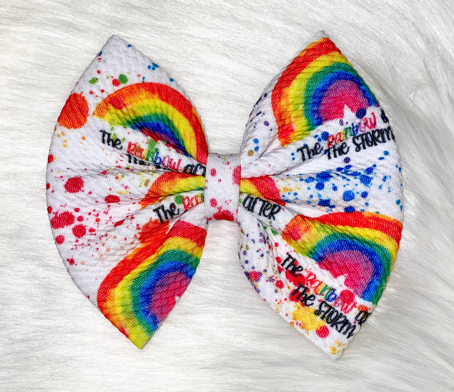 Rainbow After The Storm  Fabric Bow