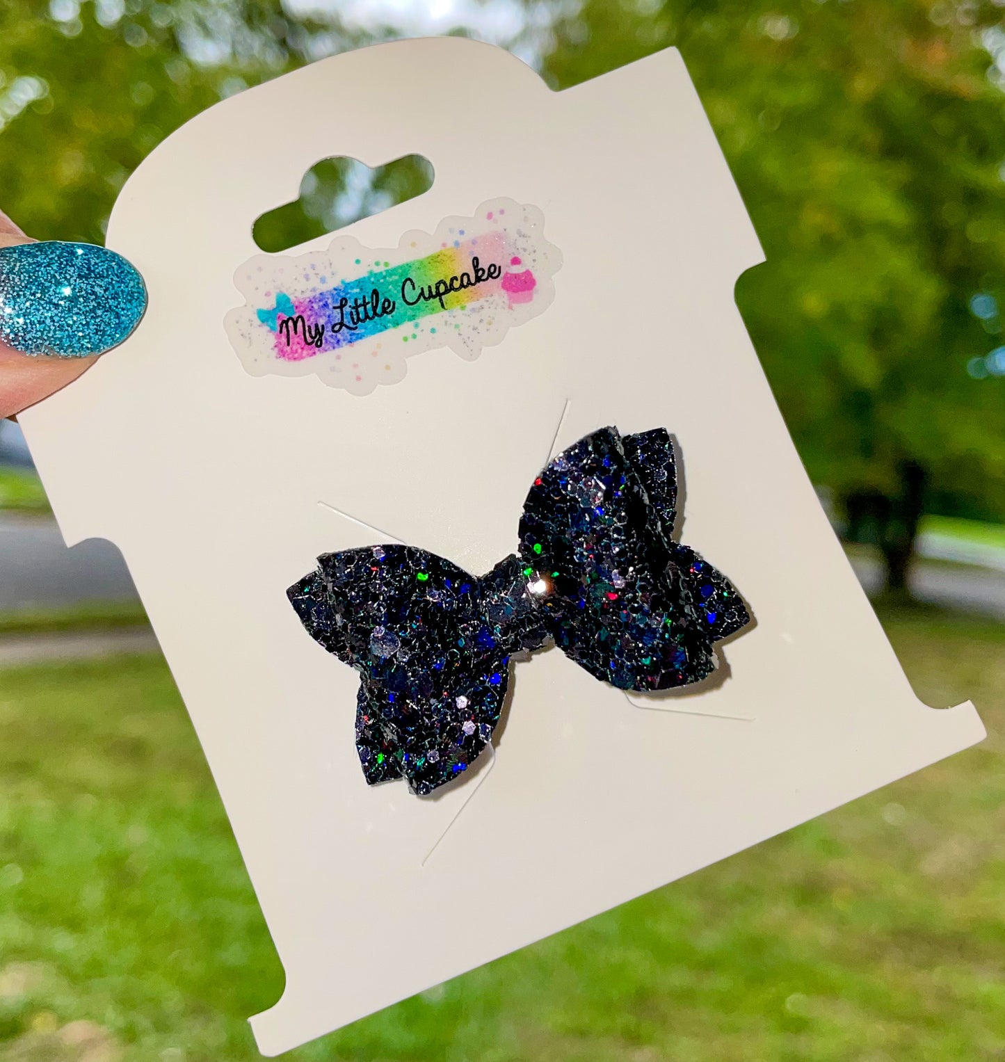 Black Beauty Holo Glitter Bitty Bow