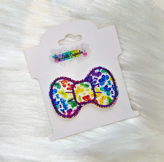 Rainbow Butterflies Bow Feltie