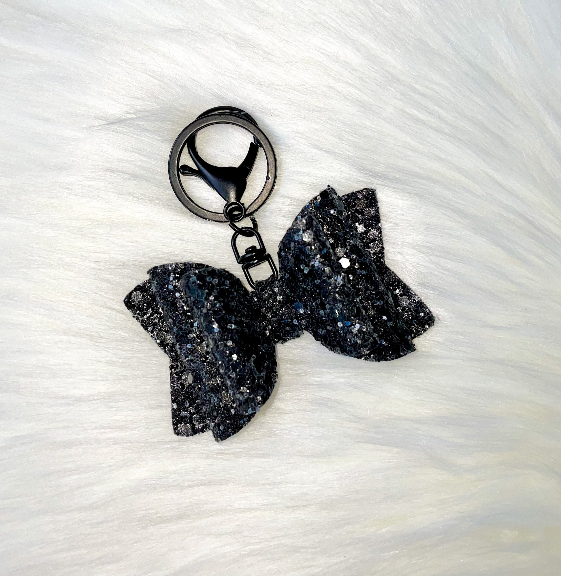 Gunmetal Black Glitter Bow Keychain – My Little Cupcake Bow Shop