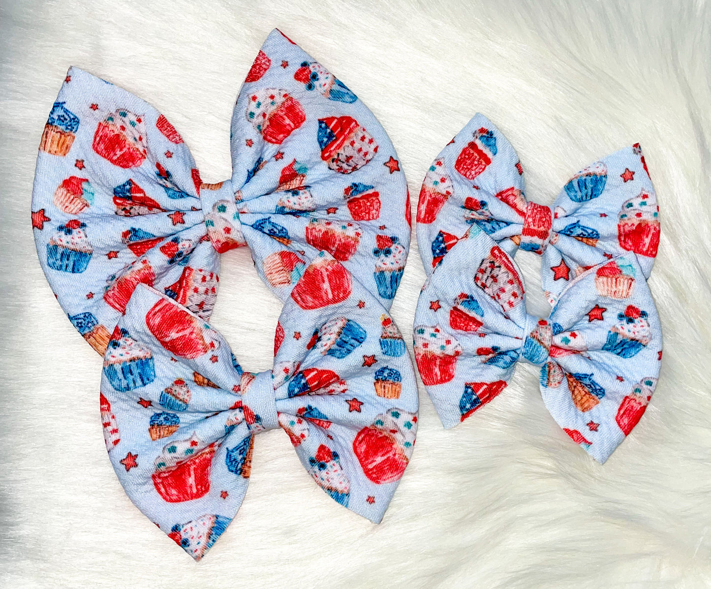 Patriotic Cupcakes Fabric Bow