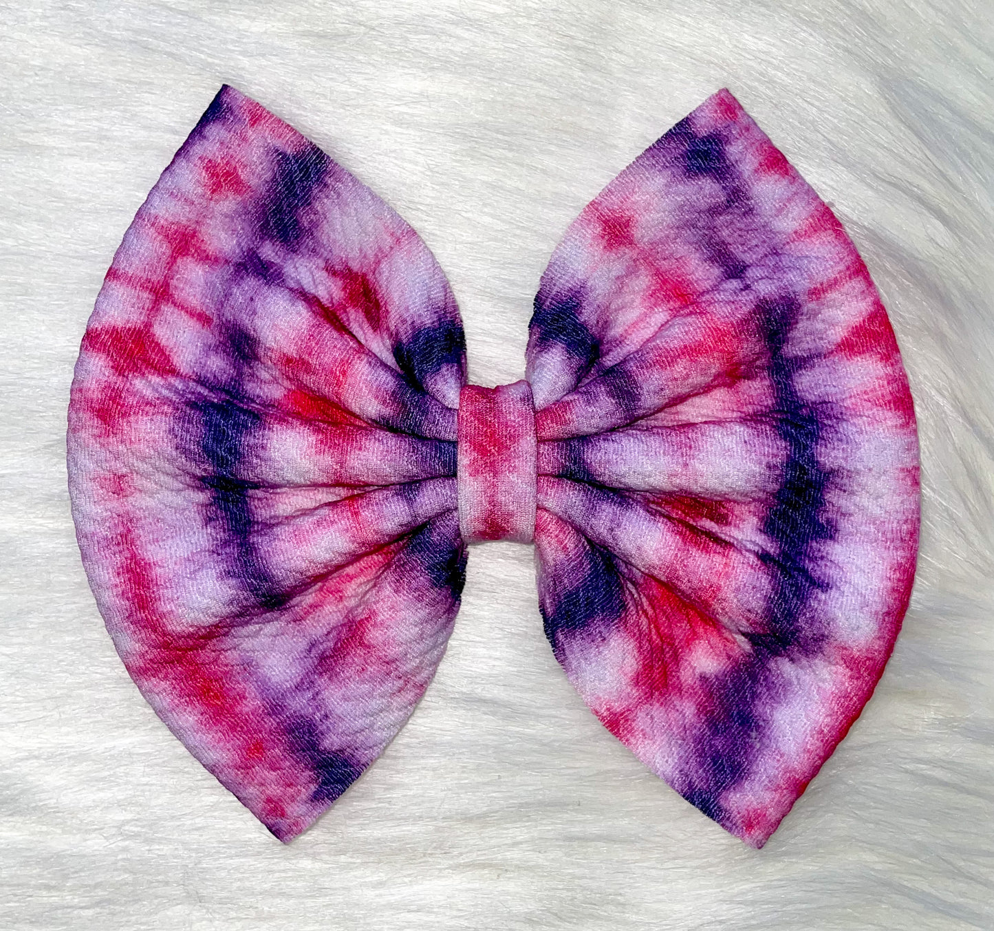 Hot Pink & Purple Tie Dye  Fabric Bow