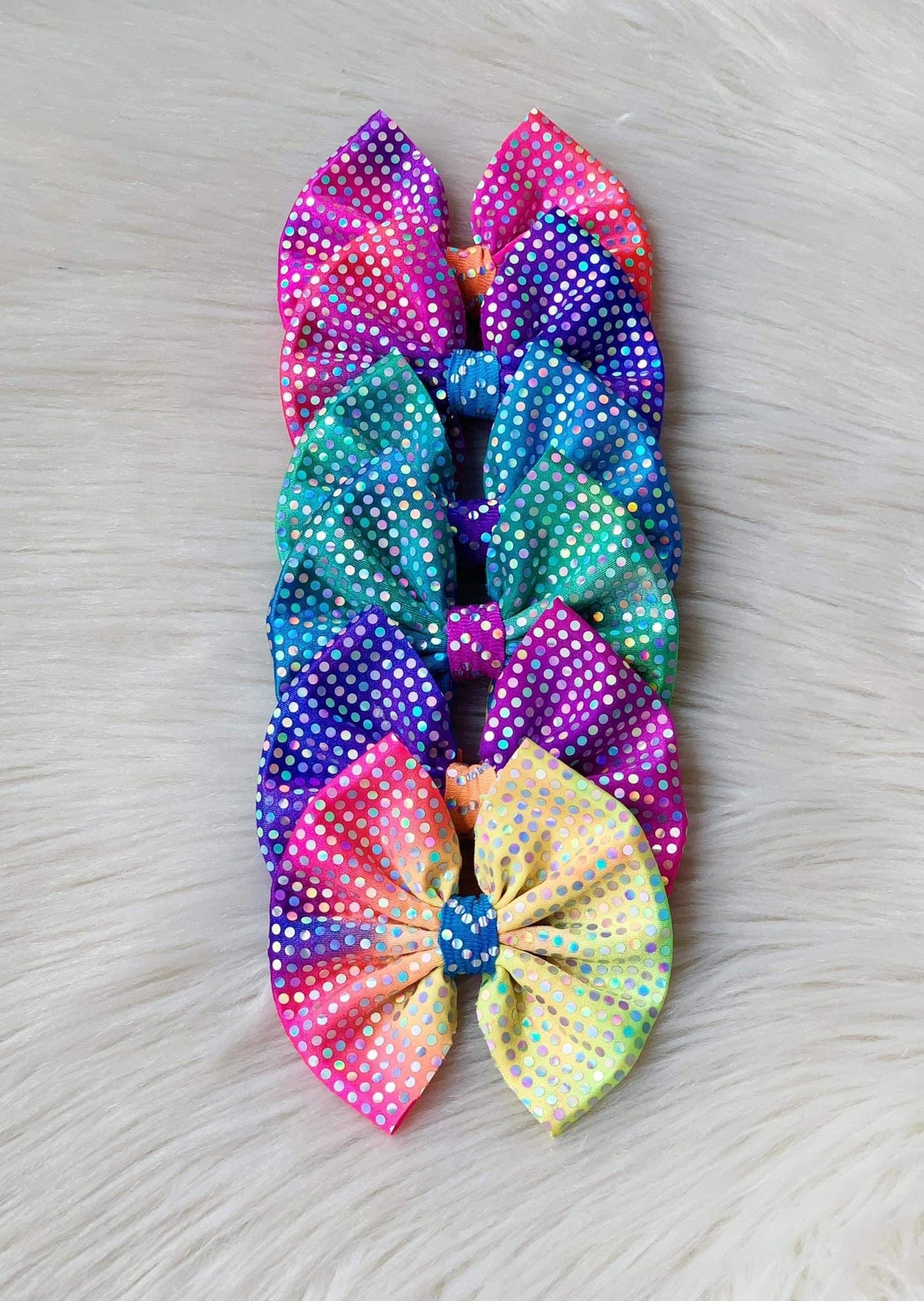 Shimmery Ombré Rainbow Bows