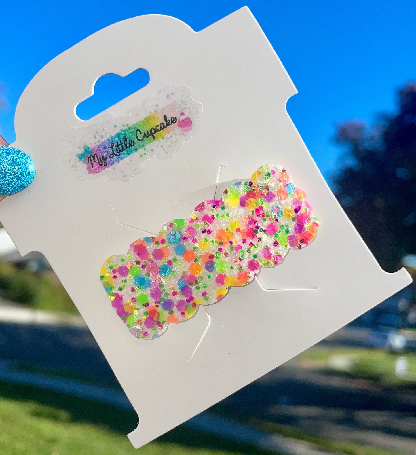 Neon Funfetti Glitter Snap Clip
