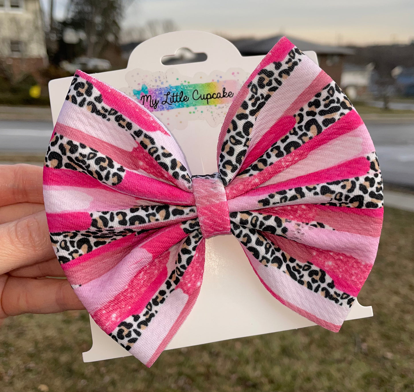 Leopard & Pinks Fabric Bow