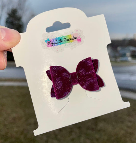 Plum Leopard Suede Bitty Bow