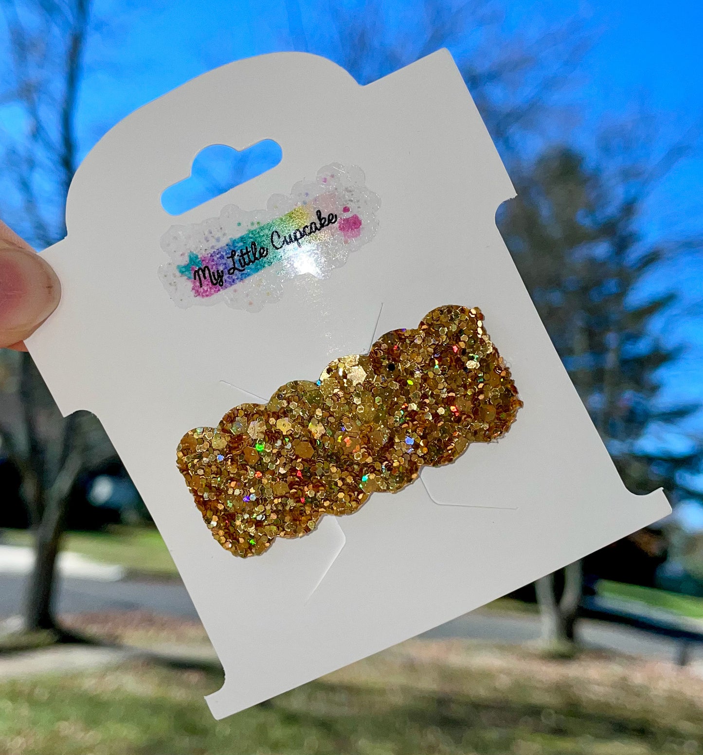 Gold Holo Glitter Snap Clip