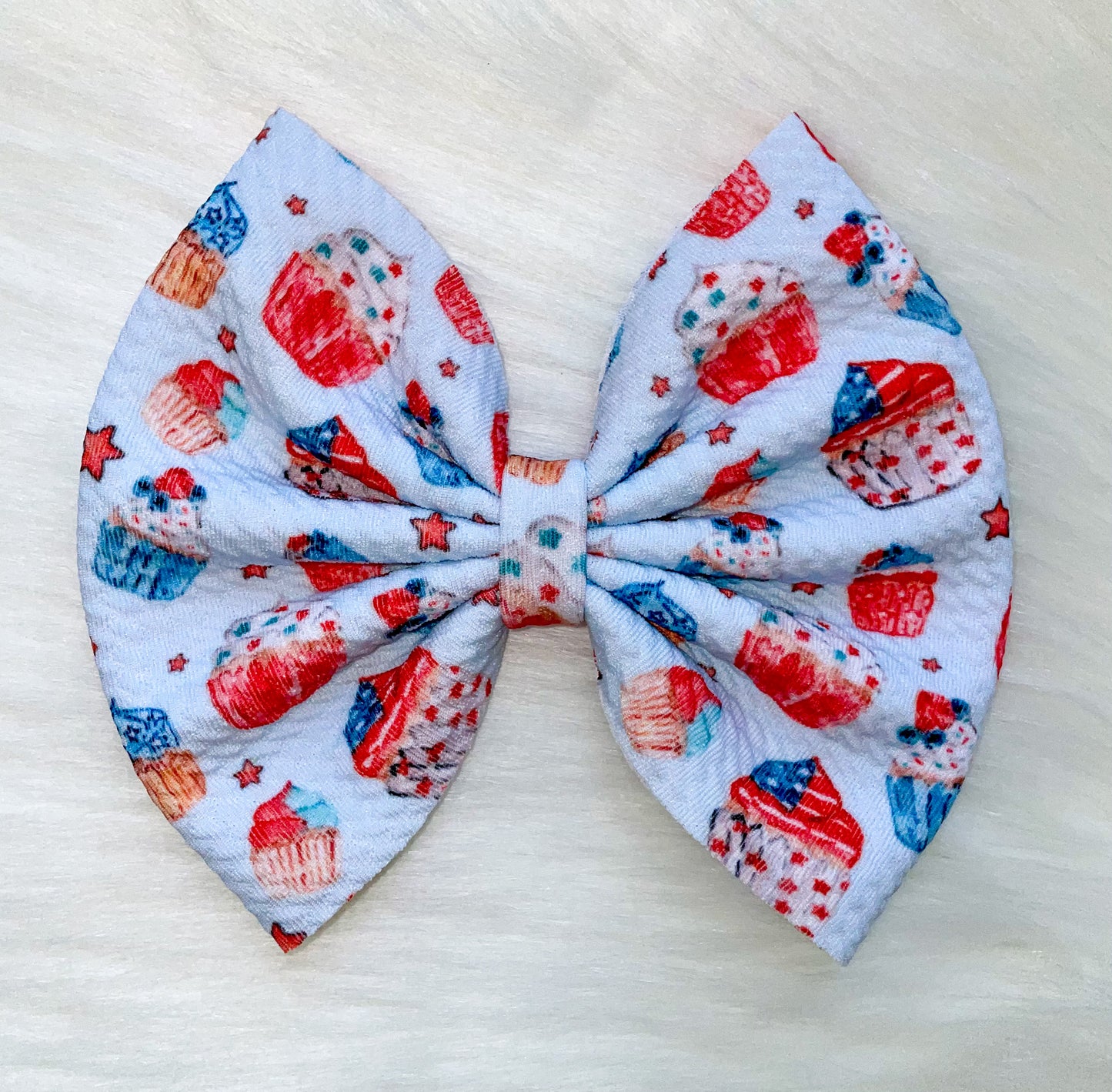 Patriotic Cupcakes Fabric Bow