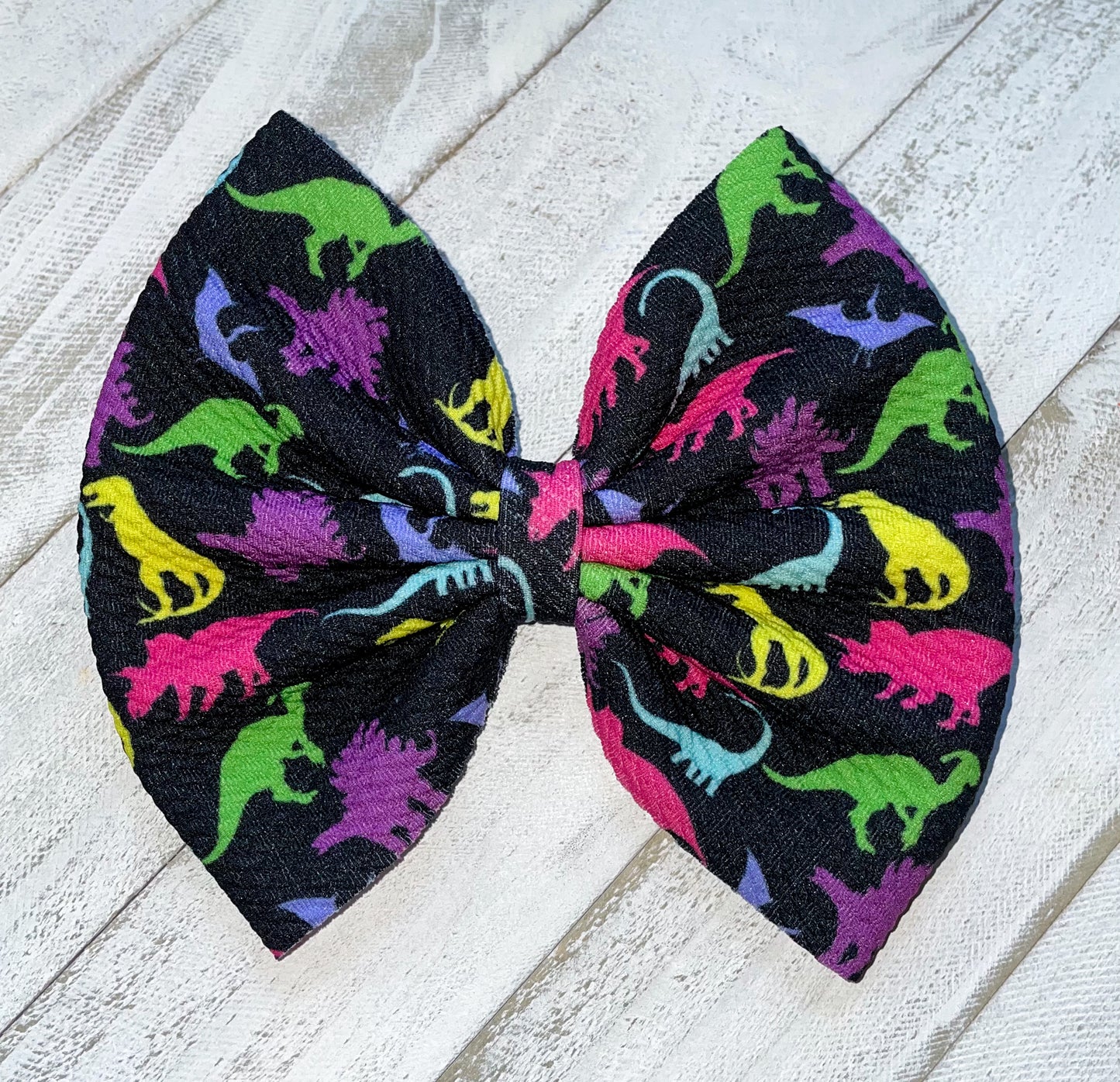 Neon Dino Fabric Bow