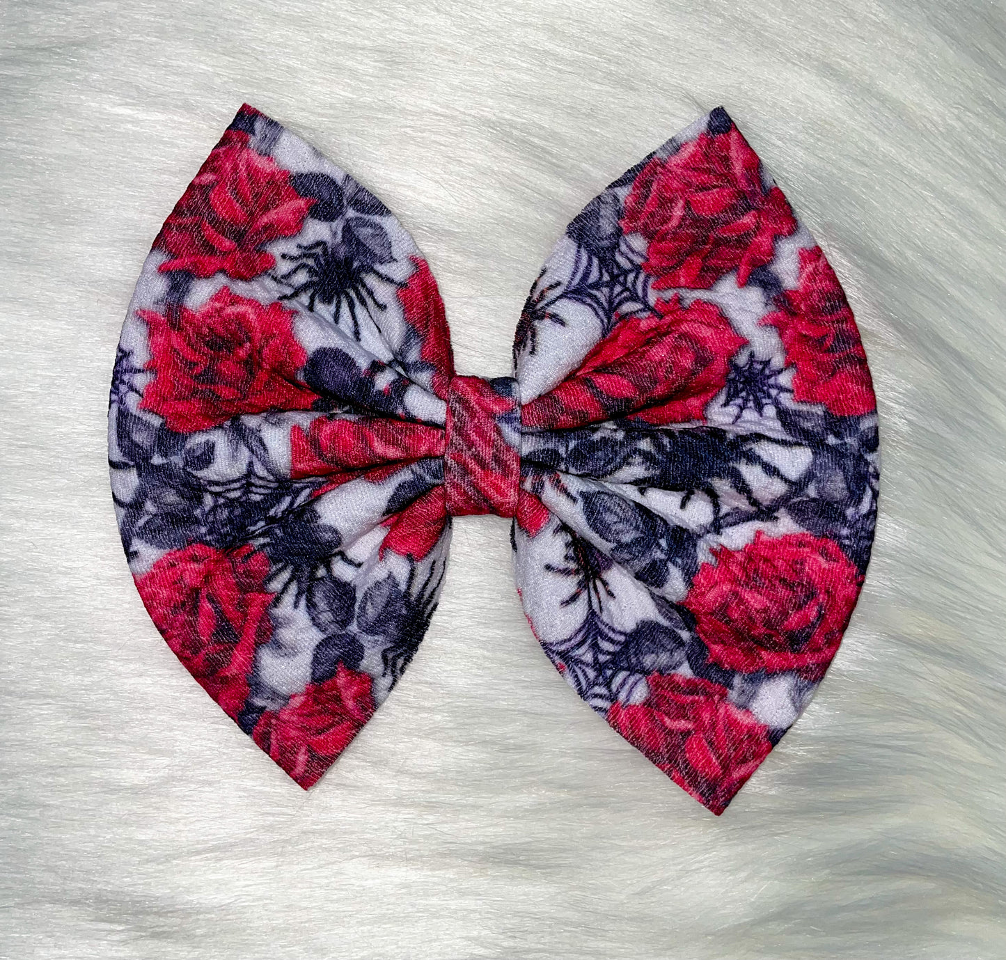 Roses & Spiders Fabric Bow