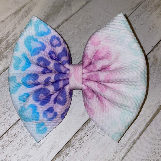 Pastel Ombre Leopard Fabric Bow