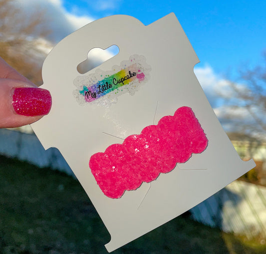 Neon Pink Glitter Snap Clip