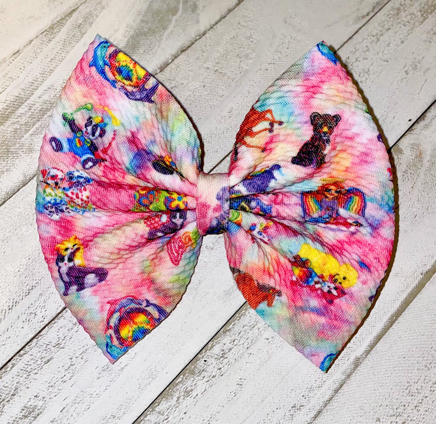 Lisa Frank Watercolor Fabric Bow