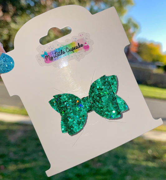 Evergreen Holo Glitter Bitty Bow