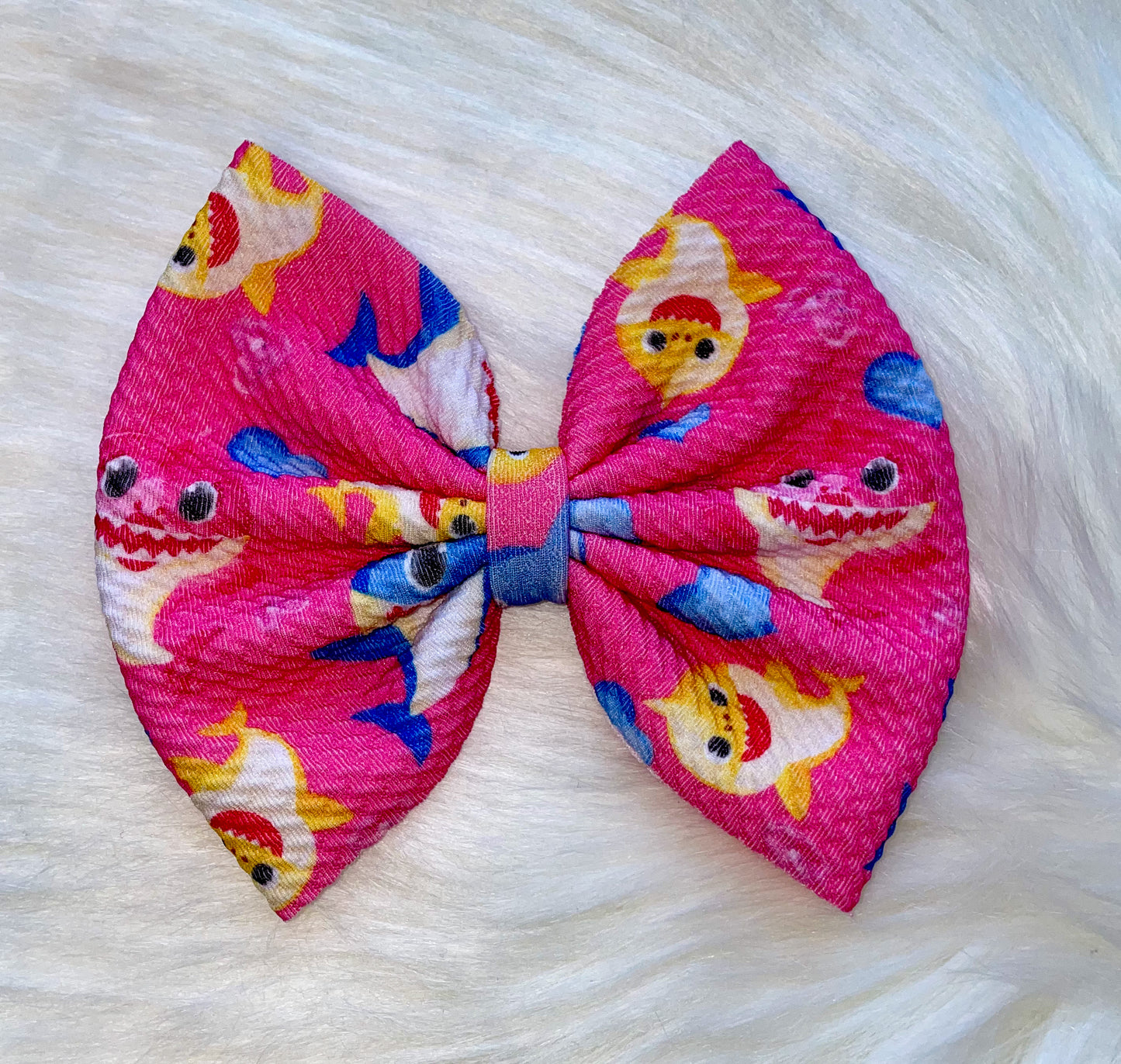 Baby Shark Family Fabric Bow