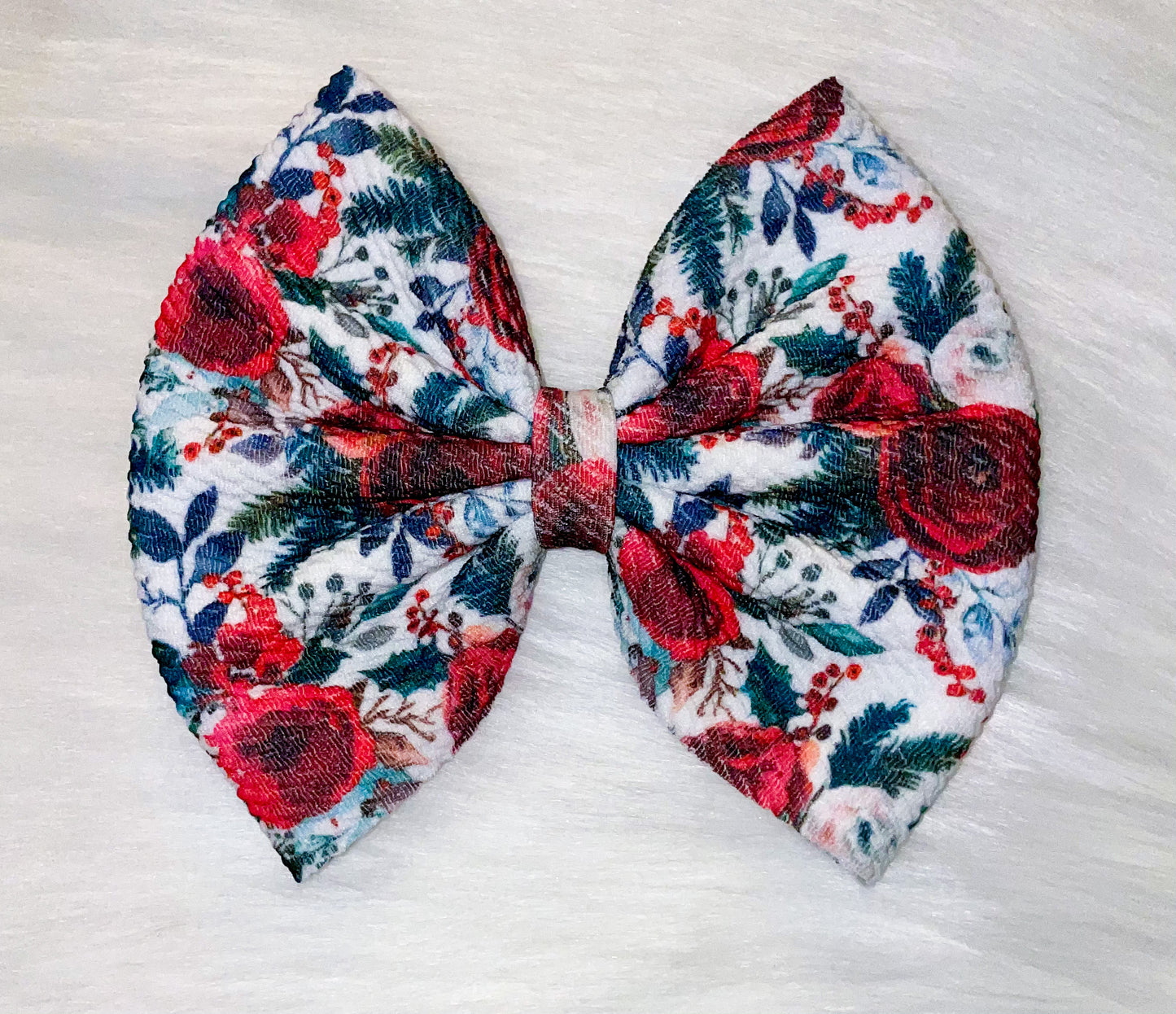 Christmas Floral Fabric Bow