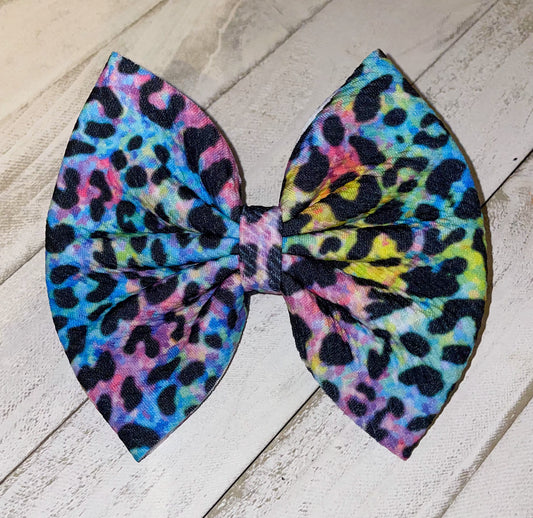 Watercolor Cheetah Fabric Bow