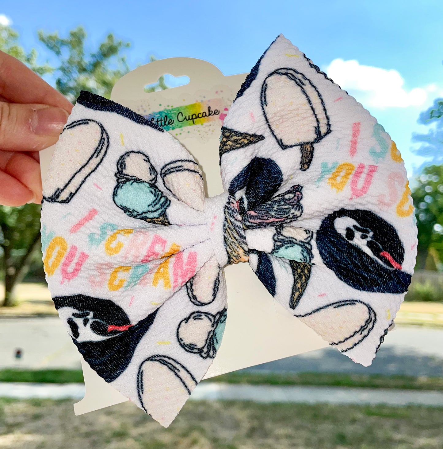 I Scream You Scream Fabric Bow