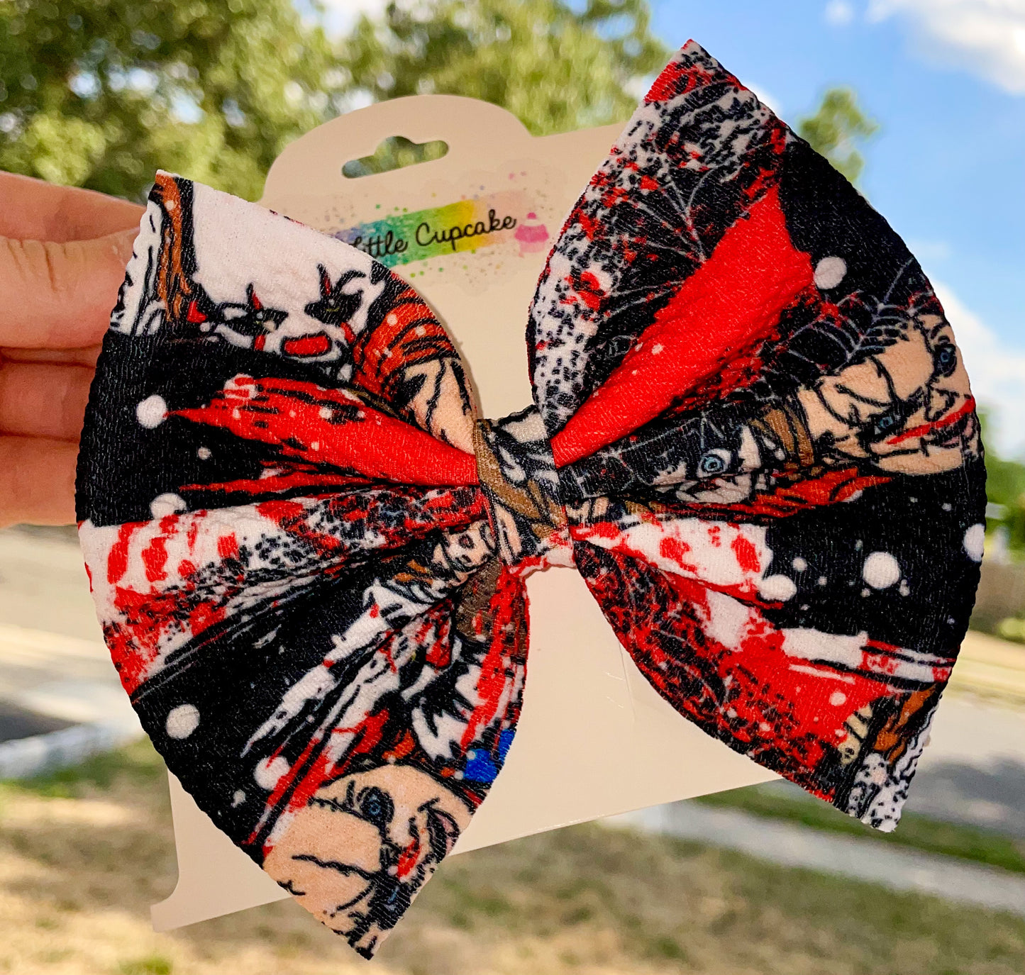 Horror Brushstrokes Fabric Bow