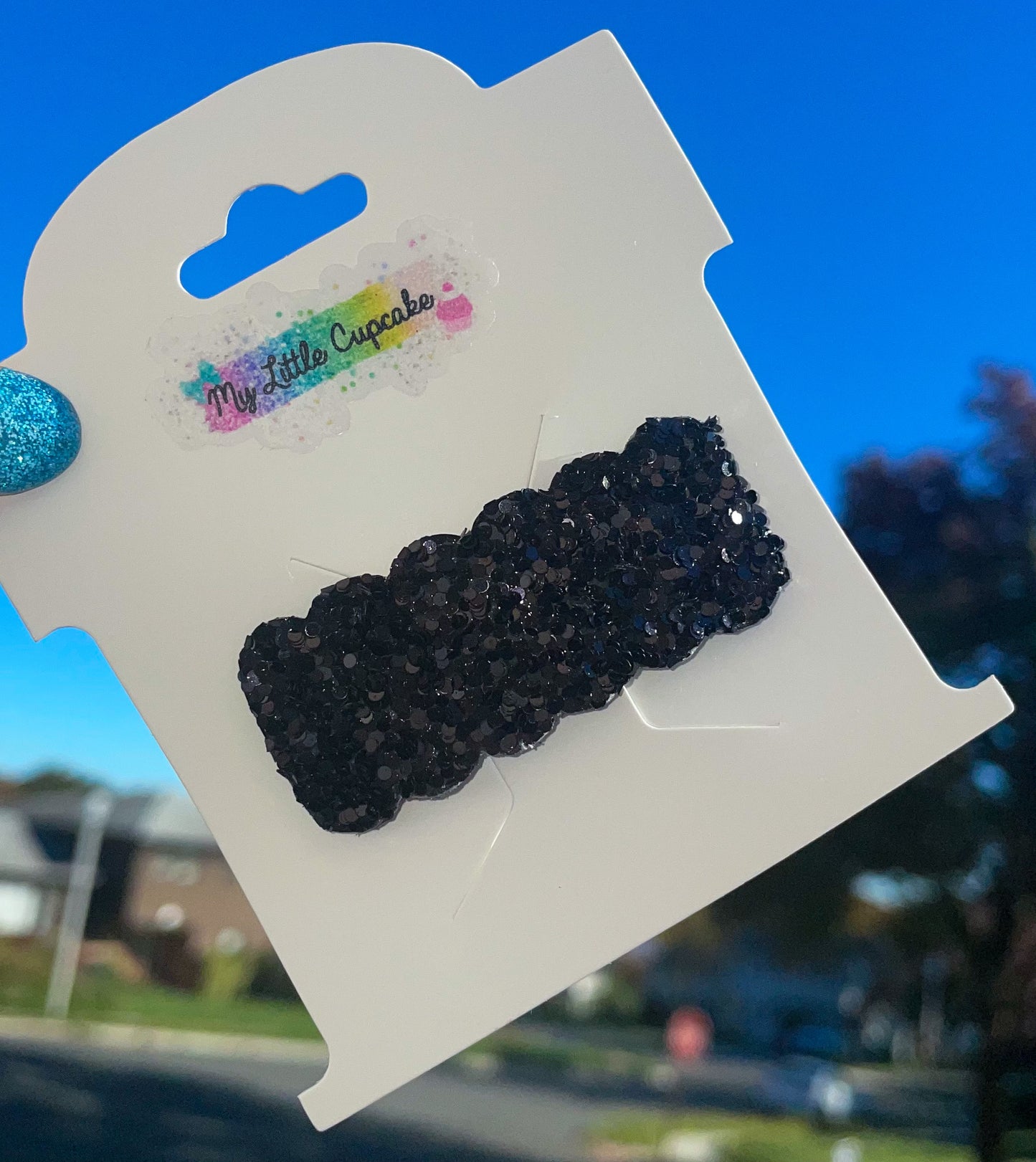 Jet Black Glitter Snap Clip