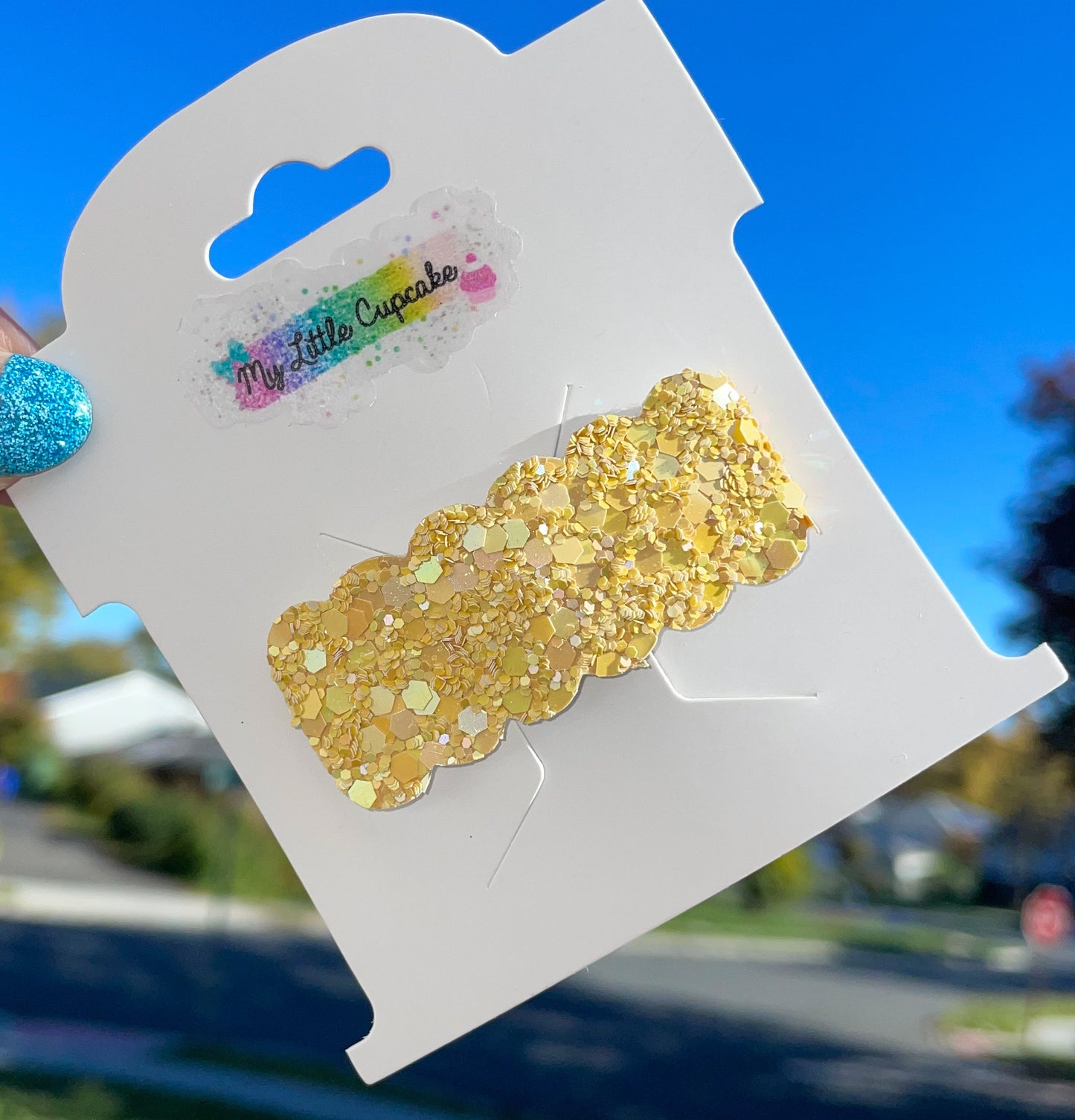 Sunny Yellow Glitter Snap Clip