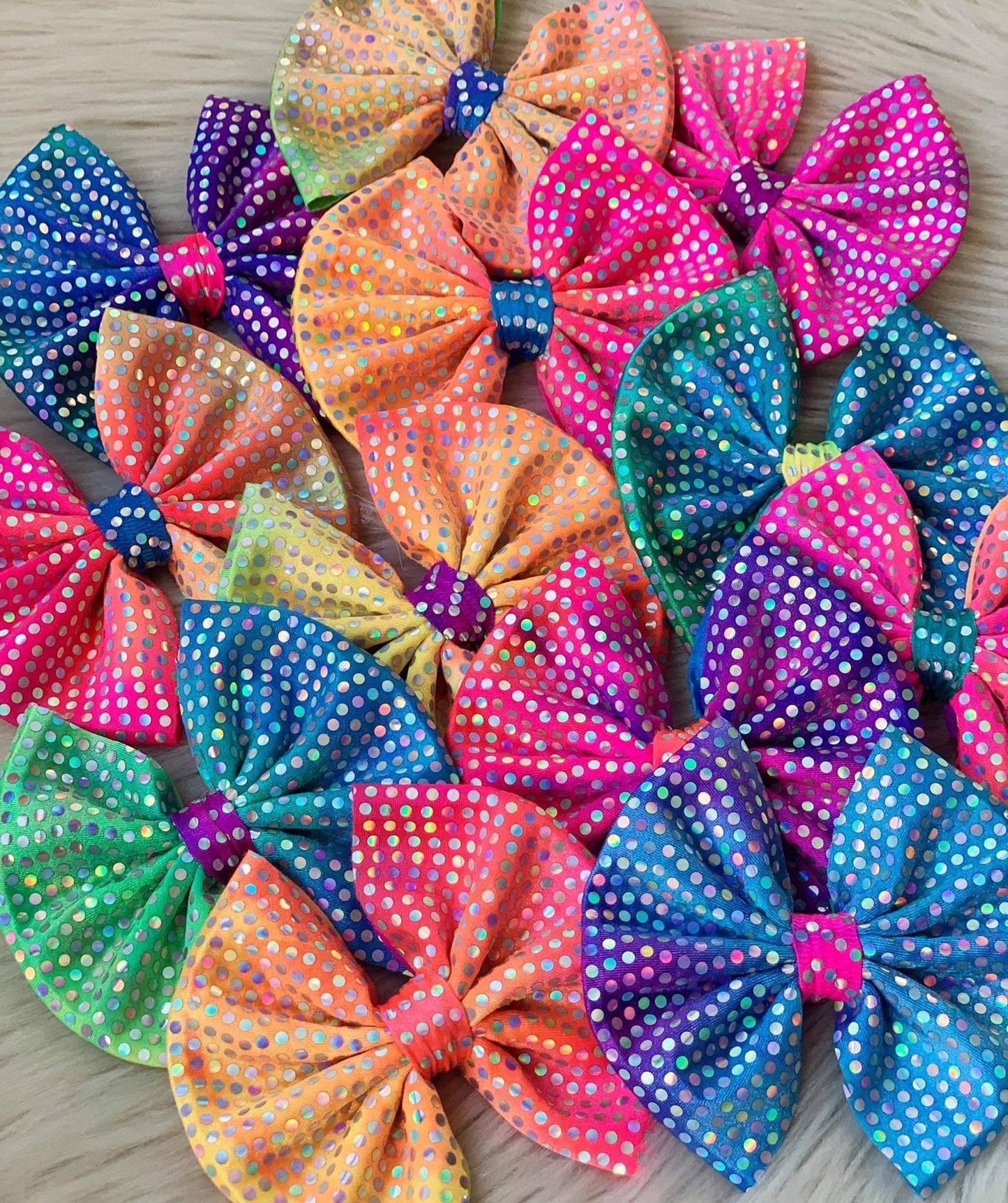 Shimmery Ombré Rainbow Bows